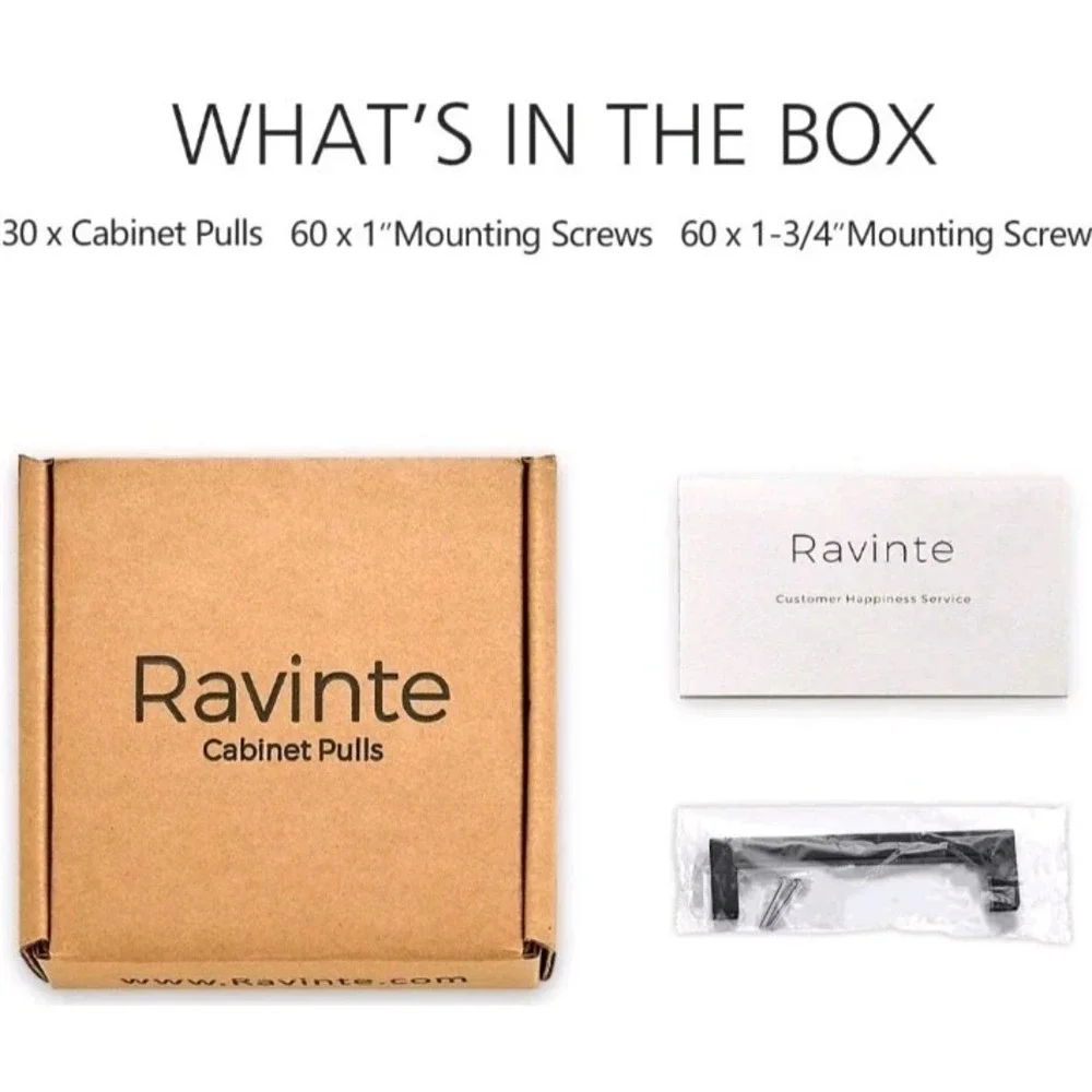 Ravinte 30 Pack Solid 5 Inch‎ Kitchen Square Cabinet Handles Matte Black Pulls